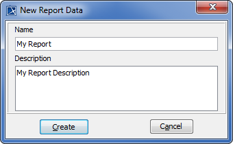 New Report Data Dialog New Report Data Dialog