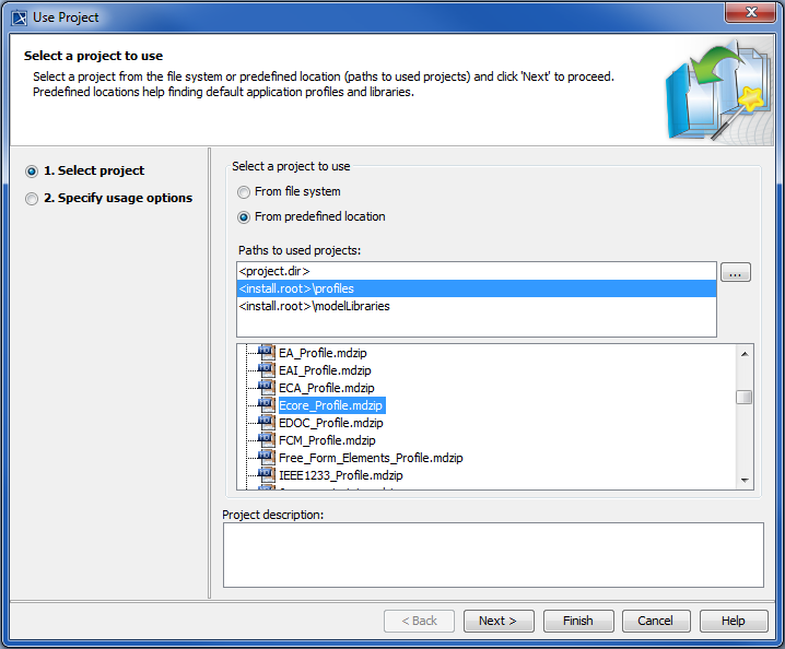 Selecting Ecore profile