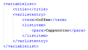 DocBook Tag for a Fragment of Definitions List