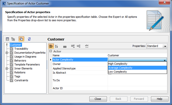 Specification of Actor Specification of Actor