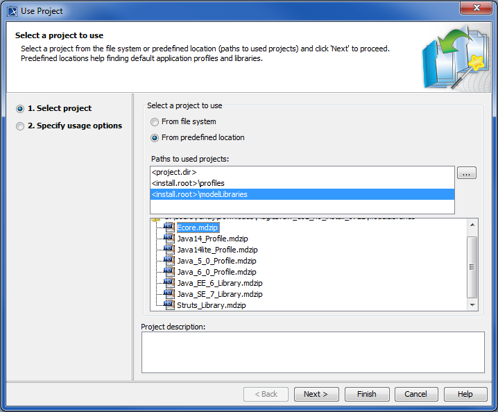 Selecting Ecore library