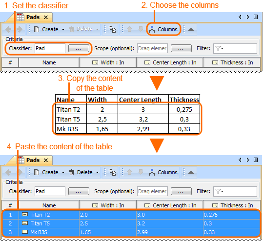Copy and paste instances in the Instance Table from another resource