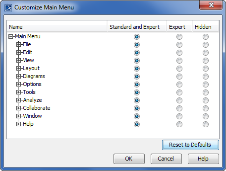 Customize Main Menu Customize Main Menu