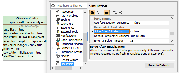 Automatic or manually initializing objects using the Solve After Initialization option