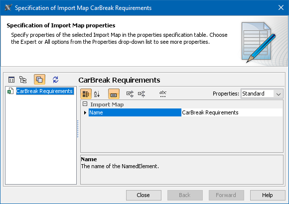 MagicDraw 2024x > Saving an Import Map > import_map_specification.png