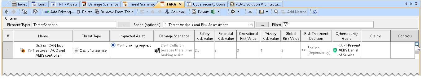 Cameo Safety and Reliability Analyzer 2024x > TARA > 1 ClickThreeDots_Controls.png