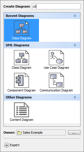 Create Diagram dialog