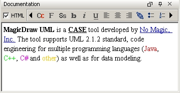 MagicDraw Documentation Pane