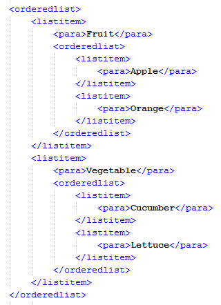 DocBook Tag for a Fragment of Ordered List