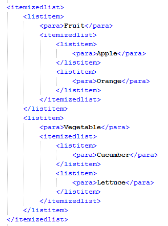 DocBook Tag for a Fragment of Unordered List