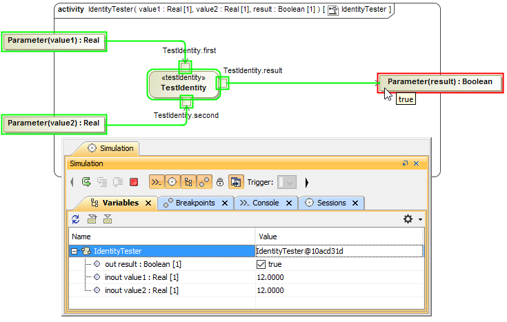 The Behavior Simulation with Properties and Parameters