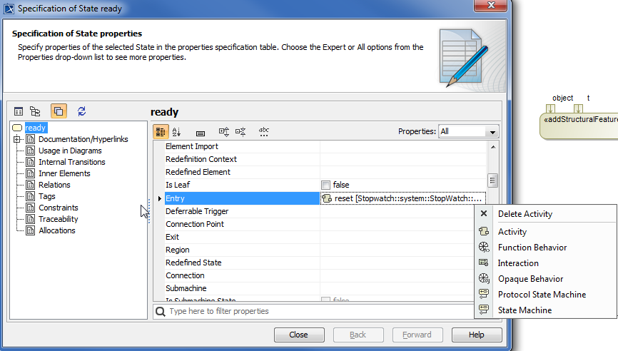 Adding an Activity to the Entry of the Ready State