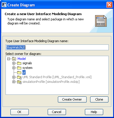 The Create Diagram Dialog