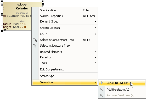 Running a SysML Block that Has No Defined Classifier Behavior