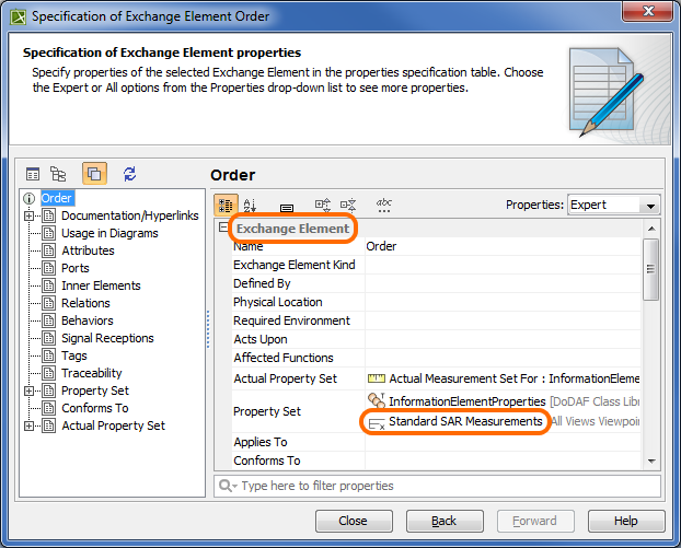 Specification of Exchange Element Order