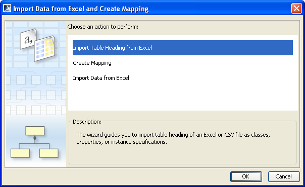 The Import Data from Excel and Create Mapping Dialog