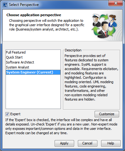 Select Perspective dialog