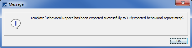 Message Dialog of Successful Export