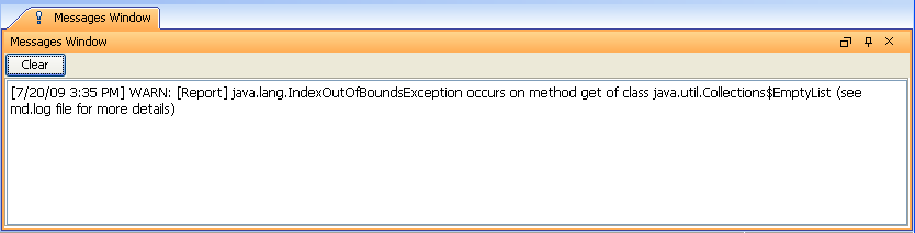 Exception Warning Message
