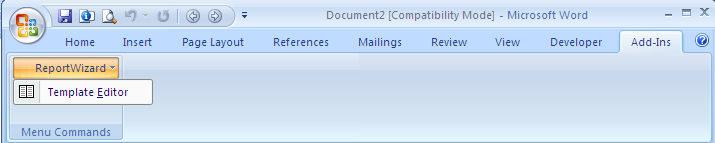 Microsoft Word 2007 Template Editor Menu