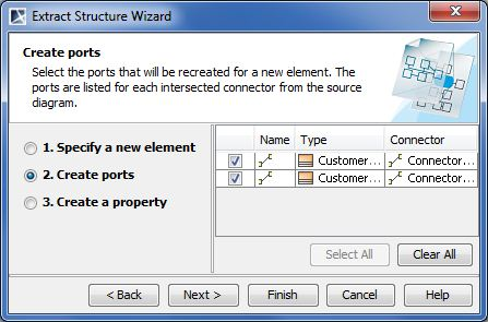  Extract Wizard. Create ports