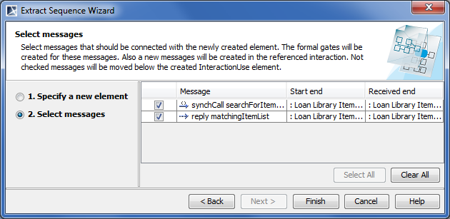 Extract Sequence Wizard. Select messages