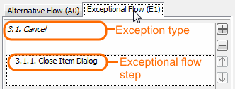Exceptional flow in Specification window