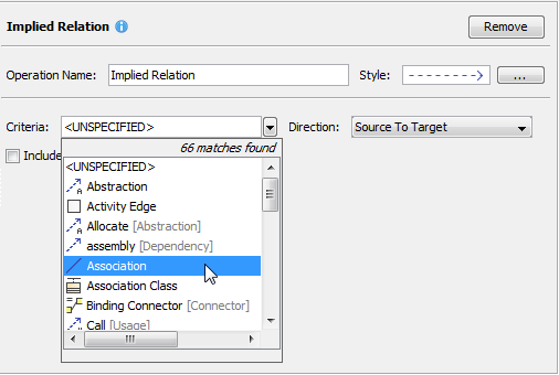 Specifying implied relation criteria