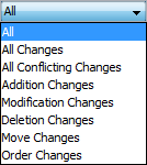 Choosing change type for displaying changes in Merged Results tree