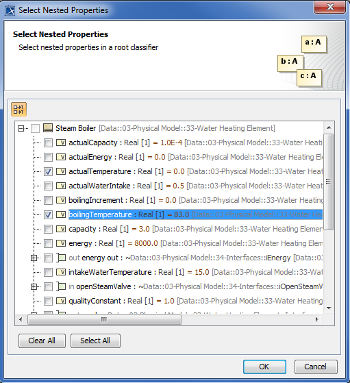 Select Nested Properties Dialog