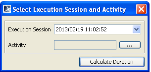 Select Execution Session and Activity Dialog