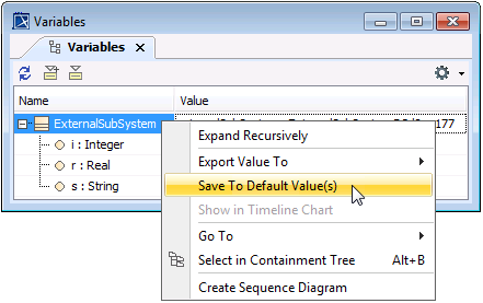 The Variable's Save To Default Value(s) Context Menu