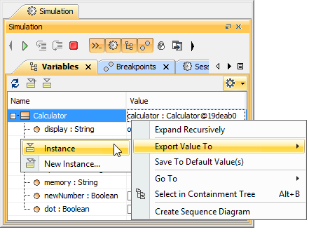 Exporting a Runtime Value to the Creating Instance through the Context Menu