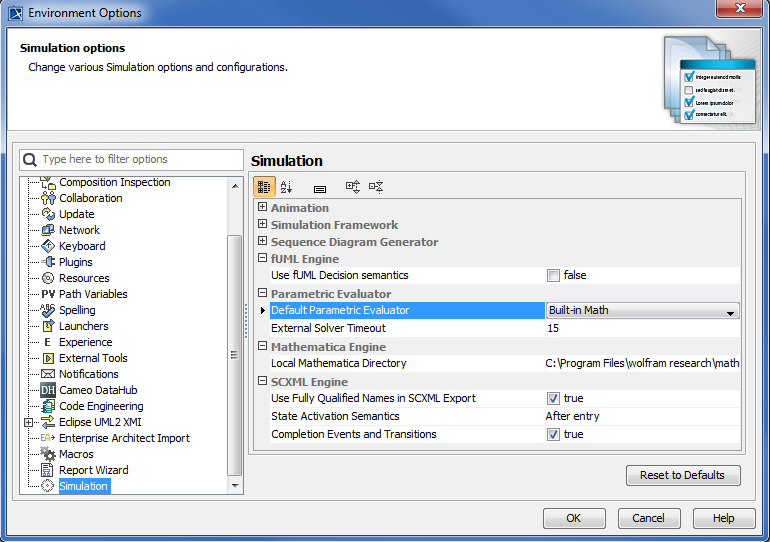 The Default Parametric Evaluator in the Environment Options Dialog
