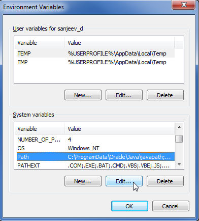 Setting System Path Variable in the Environment Variables Dialog