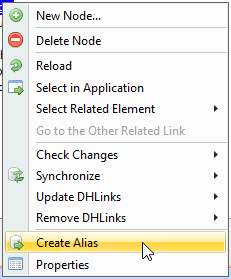 The Create Alias context menu item