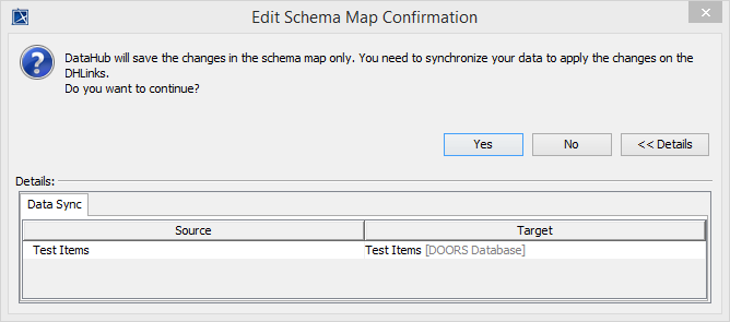 Edit Schema Map Confirmation Dialog