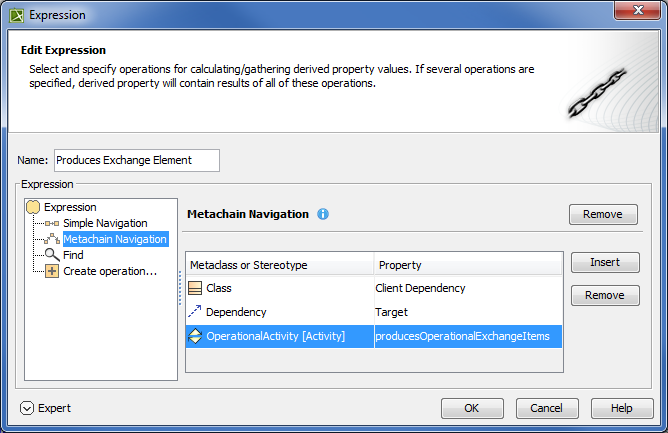 Creating Produces Exchange Element derived property using Expression dialog