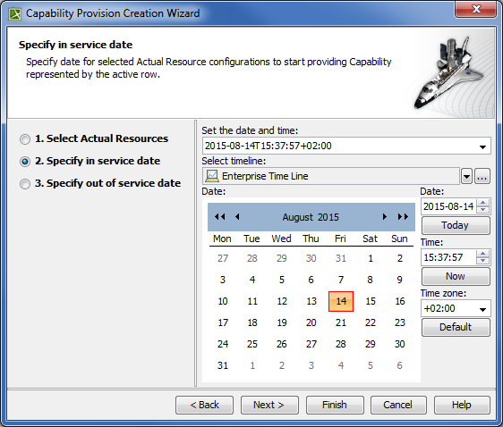 Specifying Capability service date in Capability Provision Creation Wizard