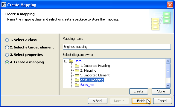 The Create a Mapping Option Page