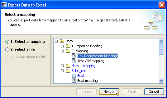 Exporting Elements of a Class Mapping