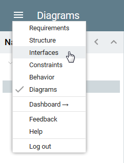 Switching views in the SysML Portal project