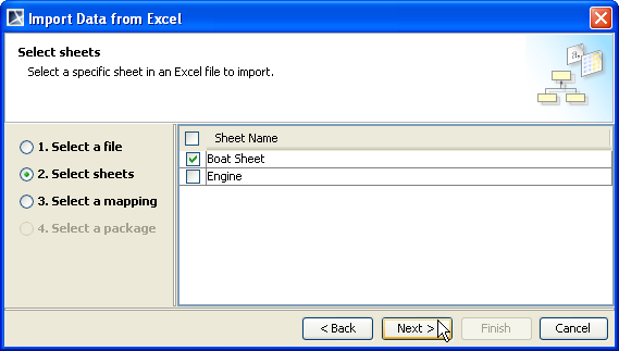 Selecting a Sheet(s) to Import