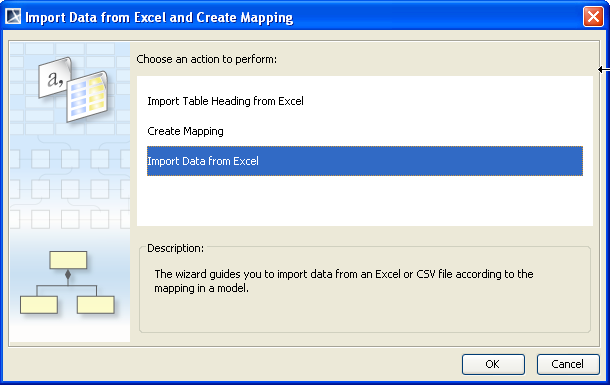 The Import Data from Excel Menu