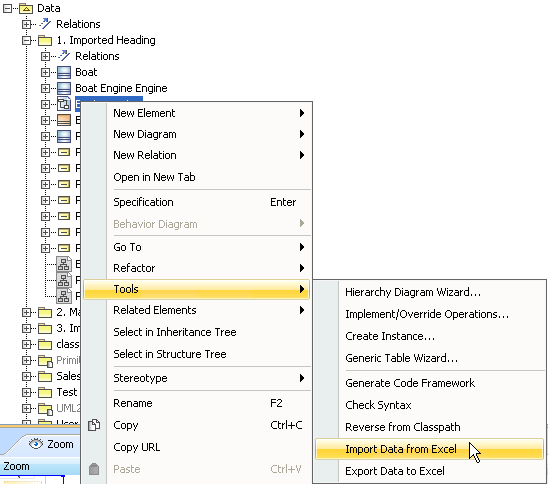 Opening the Context Menu of a Class Mapping in the Containment Tree