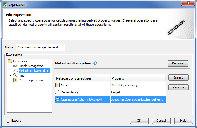 Creating Consumes Exchange Element derived property using Expression dialog