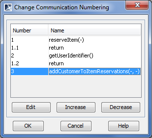 Change Communication Numbering dialog