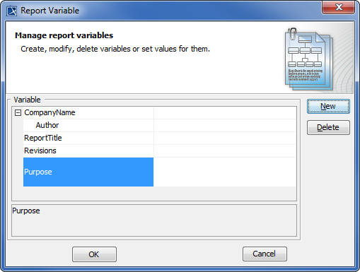 The Report Variable Dialog