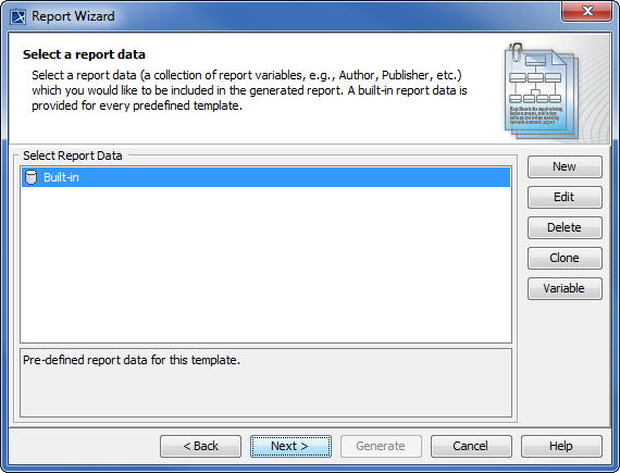 Selecting the Built-in Report Data