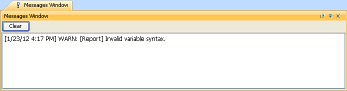 A Warning Message of an Invalid Variable Syntax